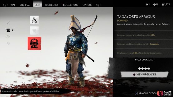 Be sure to use the fully upgraded Tadayori’s Armor for these challenges