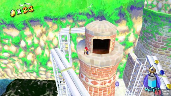 then enter the tower itself at the very top.