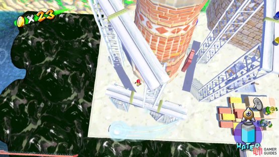 Use the Rocket Nozzle to launch yourself up the tower with the aid of these planks