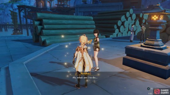 Atsuko can be found by the Docks