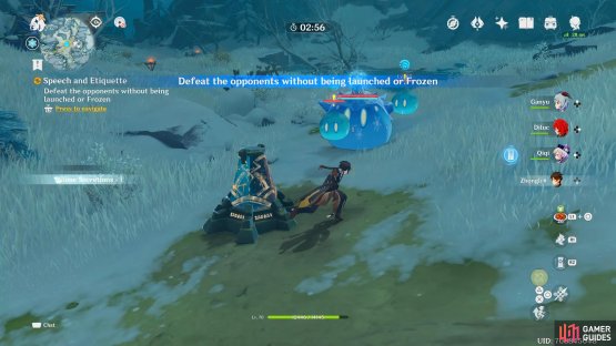 For this challenge, you’ll need to defeat all enemies without getting Frozen or Launched