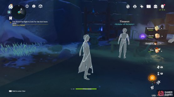 The items will glow when you look at them with Elemental Sight