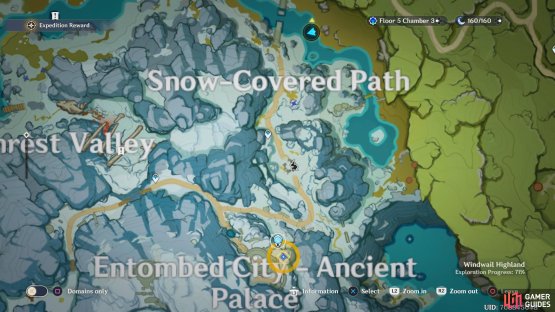 Glide down from the Statue of the Seven waypoint to find a small camp at the bottom
