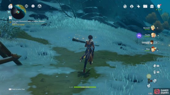 You can see the footprints when you use Elemetal Sight