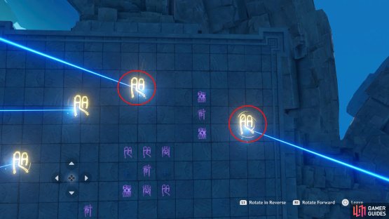 and the larger gap between the beams needs to activate the runes in the northeast.