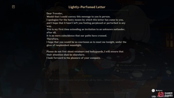 Mysterious letter from the lady at the Kanjou Commission.