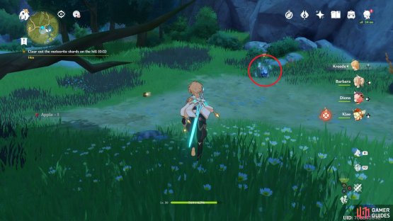Meteorite Shard 1 can be found just to the east of where you start