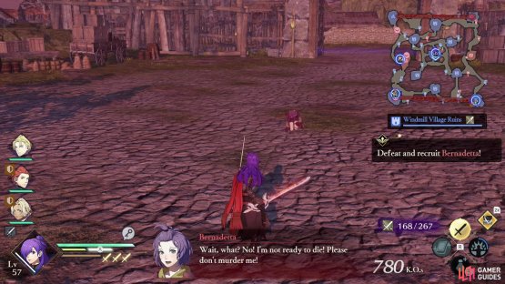 then defeat the panicky woman in combat to get her to defect.