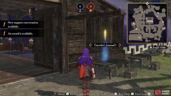 Grab the “Traveler’s Journal I” from the table outside the Common Area.