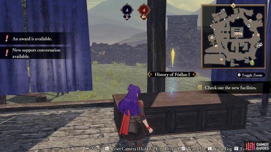 while the newly-opened Tactics Facility houses the “History of Fodlan I” document.