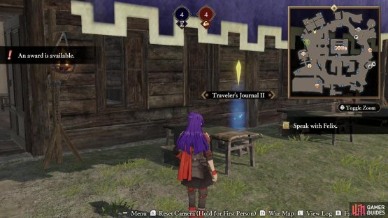 Find part 2 of the Traveler’s Journal on a table outside of the Common Area,