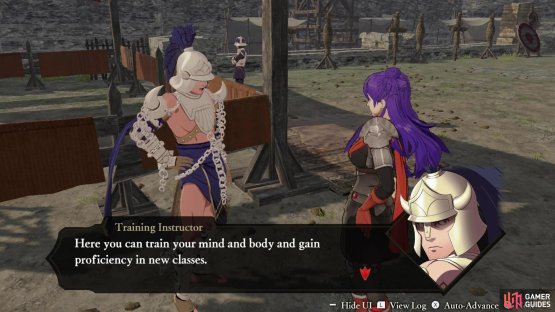 after which you’ll need to visit the Armorer, Item Shopkeeper and the Training Instructor.