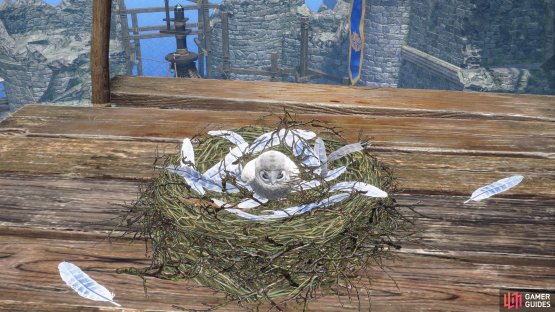 On top of the wooden platform will be a baby snow Cohoot, aww.