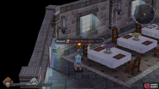 Leave the Geofront and head to the cafe on Central Square to get this missable Back Alley Chapter