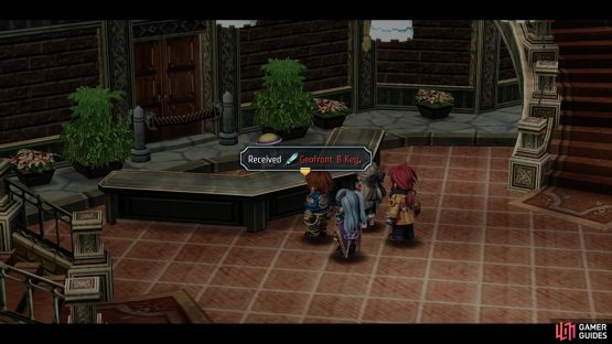 Get the Geofront B Key from the receptionist at Crossbell City Hall,