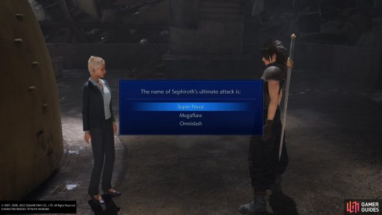 we don’t know how this woman know’s Sephiroth’s ultimate attack he’s yet to use.