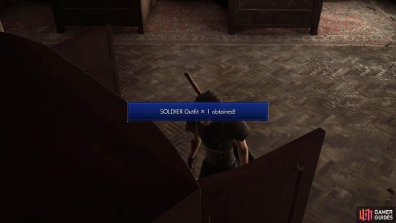 Use the Dresser Key on the Dressers in Shinra Manor, 2F to get the SOLDIER Outfit and, 5,000 Gil.