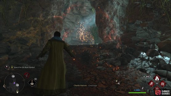 Burn away the webs to the left of the entrance