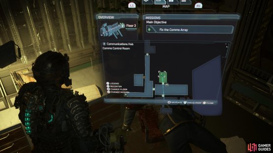 During Chapter 8, follow the objective to fix the Comms Array until you reach the Comms Control Room.