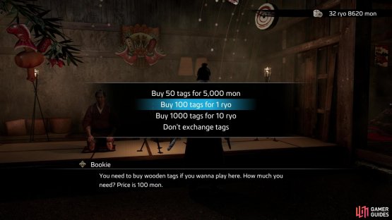At 100 mon per wooden tag, buying enough wooden tags outright is not feasible, but you will need to buy 200 wooden tags to serve as seed tokens for a burgeoning gambling career.