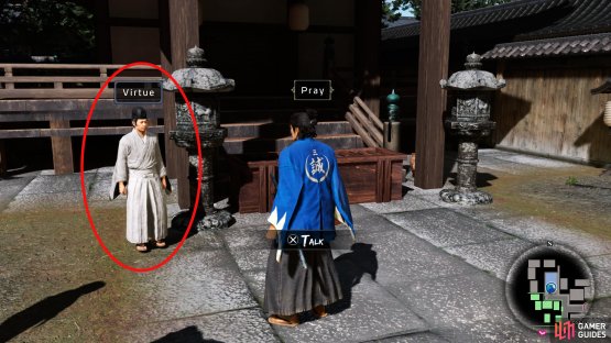 You can only access the shop if you have it unlocked first. Talking to the priest with the shop unlocked will create a bond with him.
