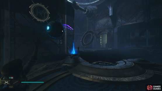 Then place in into the glowing metallic device to create a bridge.