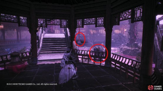 In the final area, at the opposite side of the courtyard. You’ll need to defeat numerous enemies especially the Demonized Office near the Flag.
