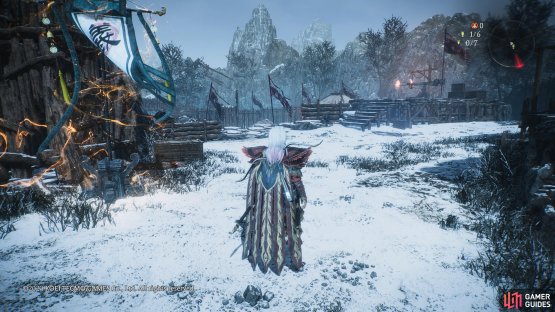 Use the Ballista opposite the first Battle Flag