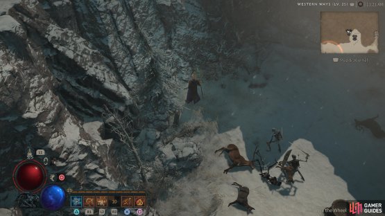 you can find the statue in the corner by the trees.
