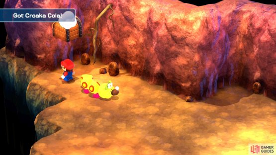Head behind the sleeping Wiggler, and jump to find the fifth hidden treasure.