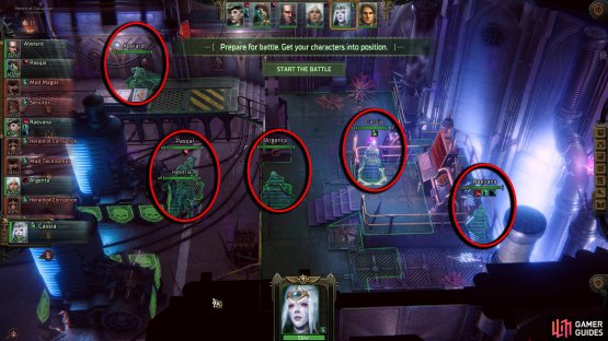 Place your party in these positions during the prep phase. The important ones are Abelard (top), and the strongest DPS (bottom). The rest can be put elsewhere.