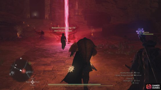 Head to the pillar of light near the Forbidden Magick Research Lab to start the Bakbattahl Purgener.
