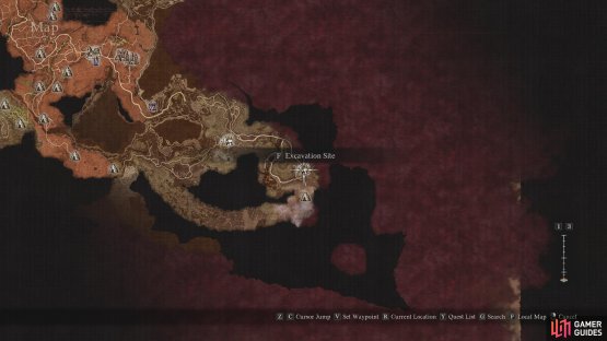 The Excavation Site, or Agamen Ruins, is at the furthest point in the southeast you can go.