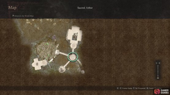 To start the quest, you’ll need to speak to Glyndwr who can be found on the circular platform near the entrance.