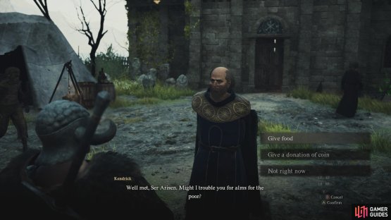 Give him both the money and the food. Then he’ll ask you to help him find a lost boy.
