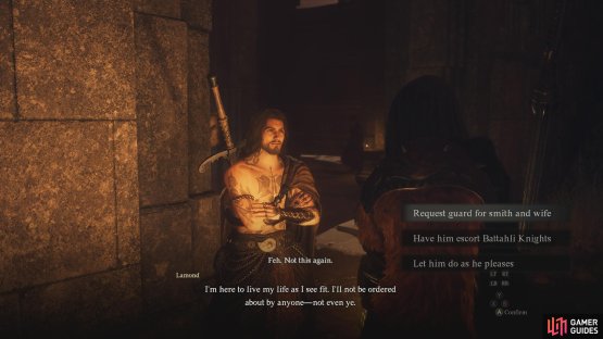 Select the first option to get Lamond to agree to leave.