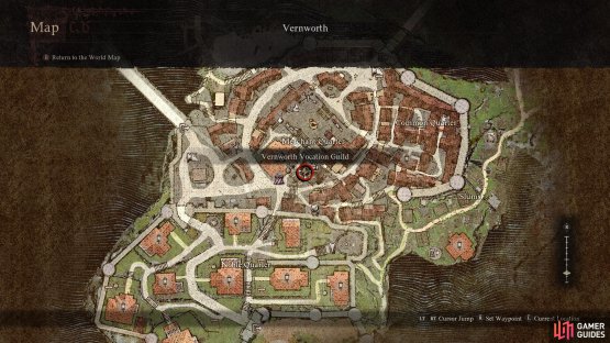 The Vocation Guild is underneath Shakir’s Inn.