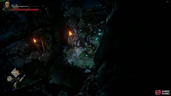 Fight the archer and the big guard blocking you from the vine-jumping spot.