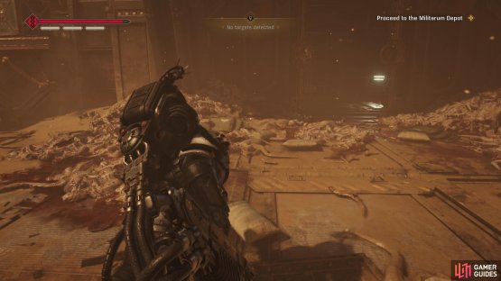 Advance through the first storm-wracked area and into the Militarum Depot,