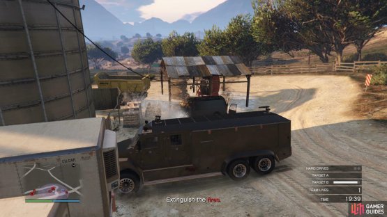 then put out the two truck fires with the RCV. 
