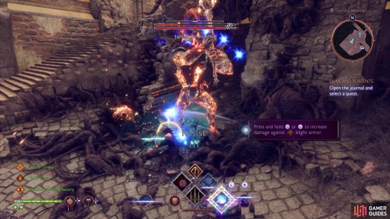 Entarus’ melee combo consists of two pounds and a swipe, you can deflect this.