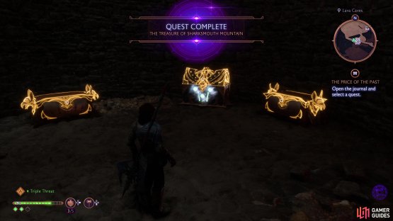 This will open the treasure room nearby and allow you to claim two regular chests and an unique chest.