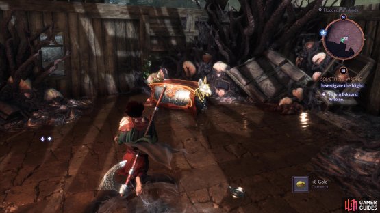 Go around the back of the house to find an entrance for this simple chest.