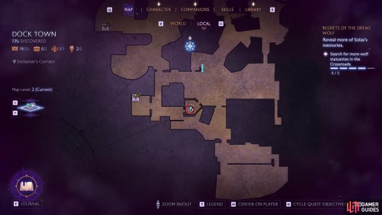 The Enchanter’s Corridor is south of the Wharf Crossing South Fast Travel.