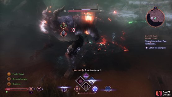 Amarell will charge at you while clad in an explosive substance.