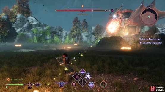 Fangscorcher will shoot Fireballs at your location when it retreats.