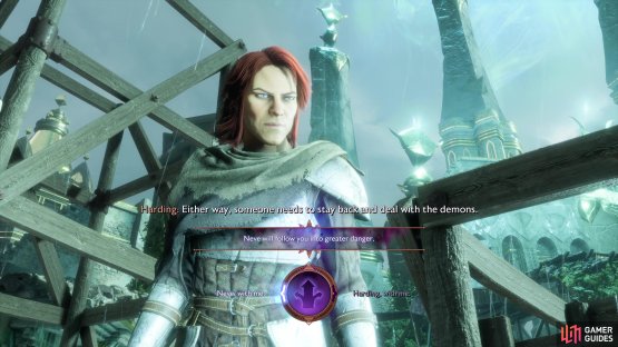 Choose to take Neve with you in The Beginning of the End.