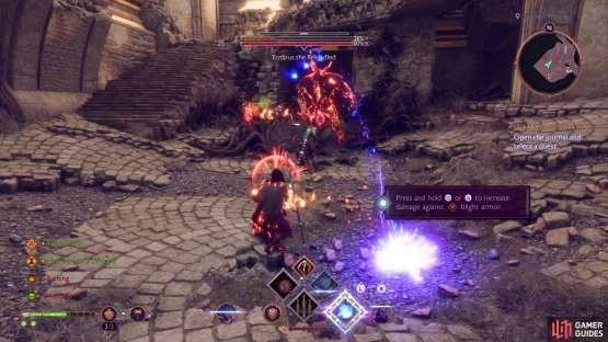 Entarus will shoot out projectiles at you during the battle.