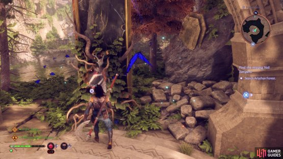 You’ll find the first mysterious circle on the pillar behind it.