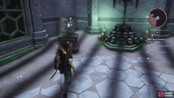 Behind the gate, you’ll find two chest, one on either side of the room.